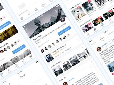 12 Selected Screens for Roovie Project app chat ios iphone message minimal mobile movie room social tv ui