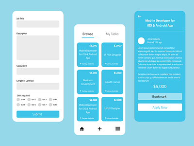 Freelancer Mobile App freelancers jobs mobile ui
