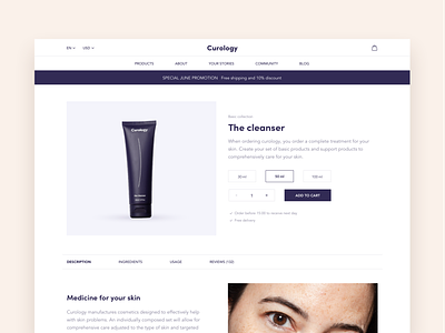 Product Page – Web Concept addtocart concept cosmetics pastel product page promotion web webdesign