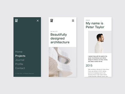 Cube Studio – Web Concept architect architecture green minimal minimalism mobile studio ui web