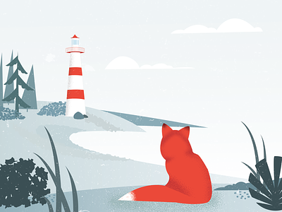 Lighthouse fox illustration lighthouse