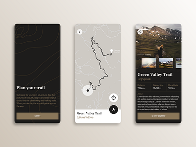Trail — Mobile App Concept app app concept hiking mobile trail travel ui