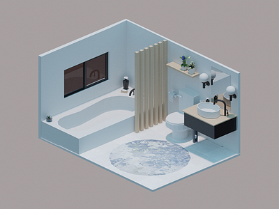 Bathroom 3d 3d design 3d model blender isometric low poly lowpoly