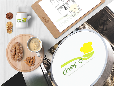 Chef'd branding clean design food fresh logo minimal mock up simple