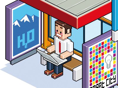 The City Of The Networks building character people pixel pixelart smartcity