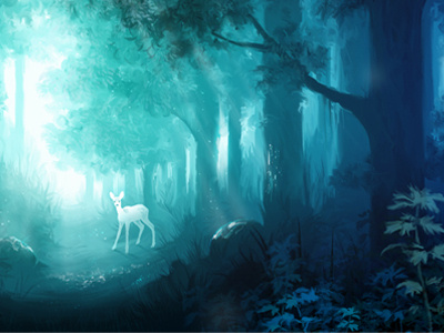 Blue Forrest blue carolin vogt concept art conceptual deer forrest light