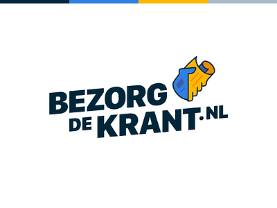 Bezorgdekrant.nl Logo brand branding colorful design hand handshake icon identity krant logo logomark news newspaper newspapers
