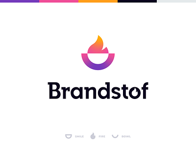 Brandstof bowl branding colorful community corporate identity creative design fire gradient gradient icon icon iconmark identity logo logomark smile typography vector wordmark