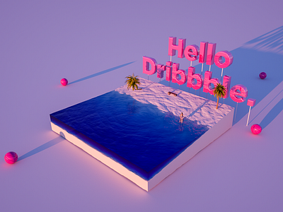 Hello Dribbble 3D Art 3d 3dart cinema cinema 4d cinema4d octane