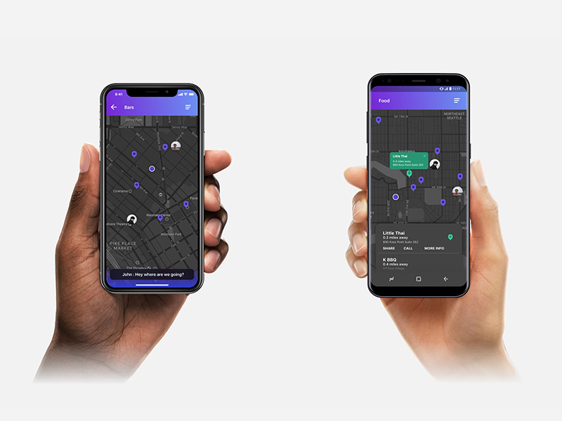 Mapsenger for X and S8 design ux android ios app galaxys8 iphonex