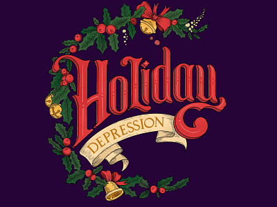 Holiday Depression graphic handlettering holiday card lettering poster art procreate typography