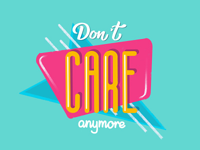 Don't Care handlettering illustration lettering postcard poster procreate retro type typography