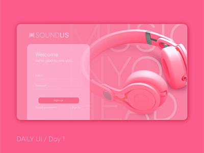 Daily UI / Day 1 / Sign Up page app daily ui challenge dailyui design music music app pink signup ui