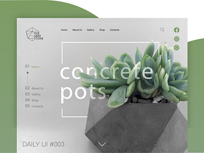 Landing Page - Daily UI #003 concrete daily ui 003 dailyui design gray green landing page layout plants succulents typography ui