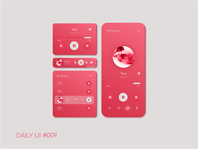 Music Player - Daily UI #009 app daily ui 009 dailyui design music music app music player playlist red screen ui