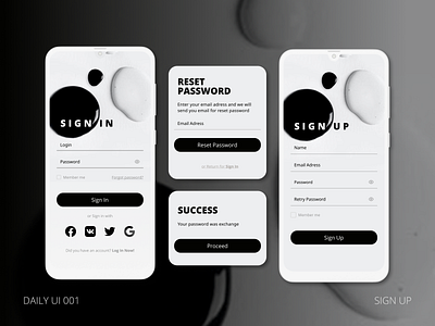 Daily UI 001 - Sign Up black and white dailyui dailyui 001 figma interface mobile signin signup ui