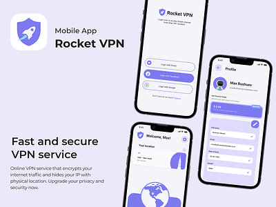 Rocket VPN app design graphic design ui