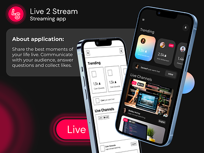 Live 2 stream app design graphic design ui