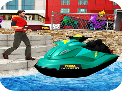 Pizza Delivery Jet Ski Fun amusement android boat delivery destination drive environment fun game jetski motorcycle pizza river scooty speed transport