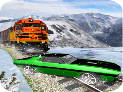 Train Vs Car: Speedy Race android atmosphere bullettrain bump car challenge desert drive extreme game race ramp ride snow speedy stunt thrilling train