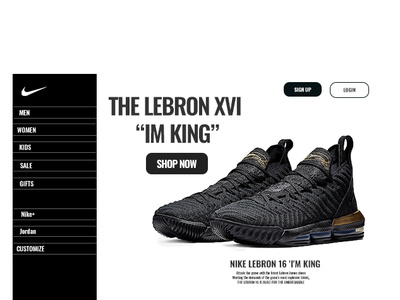 Nike Website, Lebron XVI's branding design typography web website