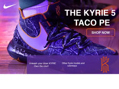 Kyrie 5's "TACO" branding design logo typography web website