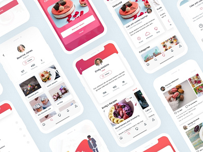 Desserts App app app branding app design application bake baking chef chefs dessert desserts illustrations posts sharing social social app social media social media app ui ux