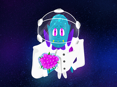 Flowers from the space 2d character cosmos design gift gift card illustration monster monster club present procreate space space design