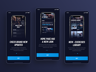 30 Day Fitness Challenge App Redesign. Onboarding screens