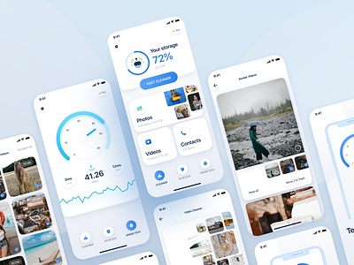 Boost Cleaner - Clean your phone with no efforts app application cleaner cleaner app contacts layout mascot mobile mobile app photos speed test ui ui design ui ux design uiux ux ux design