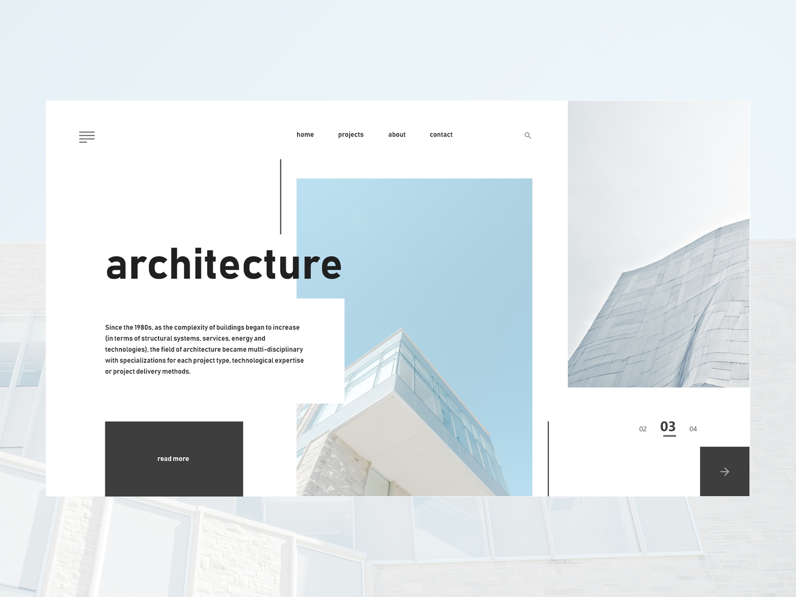 Architecture minimalistic concept for landing page by Evgenia Gordeeva ...