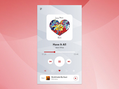 Daily UI #009 - Music Player adobe xd clean clean app design concept daily 100 challenge daily ui daily ui challenge design layout minimal minimalism mobile mobile app music music app music player player ui ui design ux