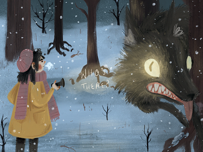 Who’s there? art digital digital drawing drawing illustration ipad ipad art kid lit kid lit art magic nature procreate supernatural wolf