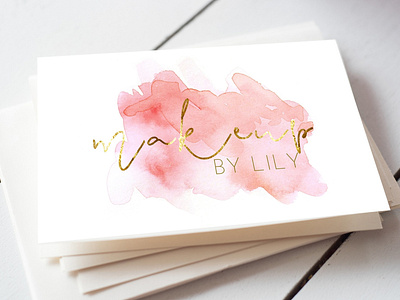 Makeup Watercolour Business Card babypink business businesscards cards design elegant icon illustration logo makeup pink template watercolour