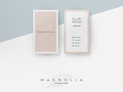 Magnolia Business Card Templates babypink botanical business businesscards cards design elegant icon illustration indesign logo pink template