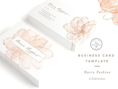 Nacre Fashion Business Card Template botanical business businesscards card template cards design elegant illustration indesign logo minimal template