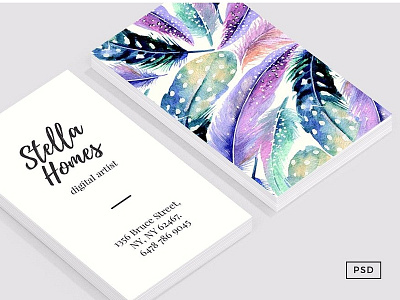 Wild Feathers Business Card Template business businesscards card template cards design elegant icon illustration indesign logo minimal pink template white