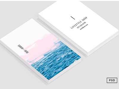 Ocean + Pink Business Card Template babypink business business card business card template business card templates businesscards card template cards design elegant icon illustration indesign logo minimal pink template white