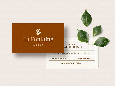 Business Card Template - La Fontaine botanical branding business business card business card template business card templates businesscards card template cards design elegant icon illustration indesign logo minimal template