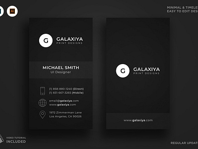 Dark Minimal Vertical Business Card black botanical business business card business card template business card templates businesscards card template cards design elegant icon illustration indesign logo minimal modern pink template white