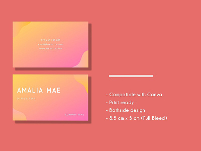 Simple Gradient Business Card babypink branding business business card business card template business card templates businesscards card template cards design elegant icon illustration indesign logo minimal pink simple template white