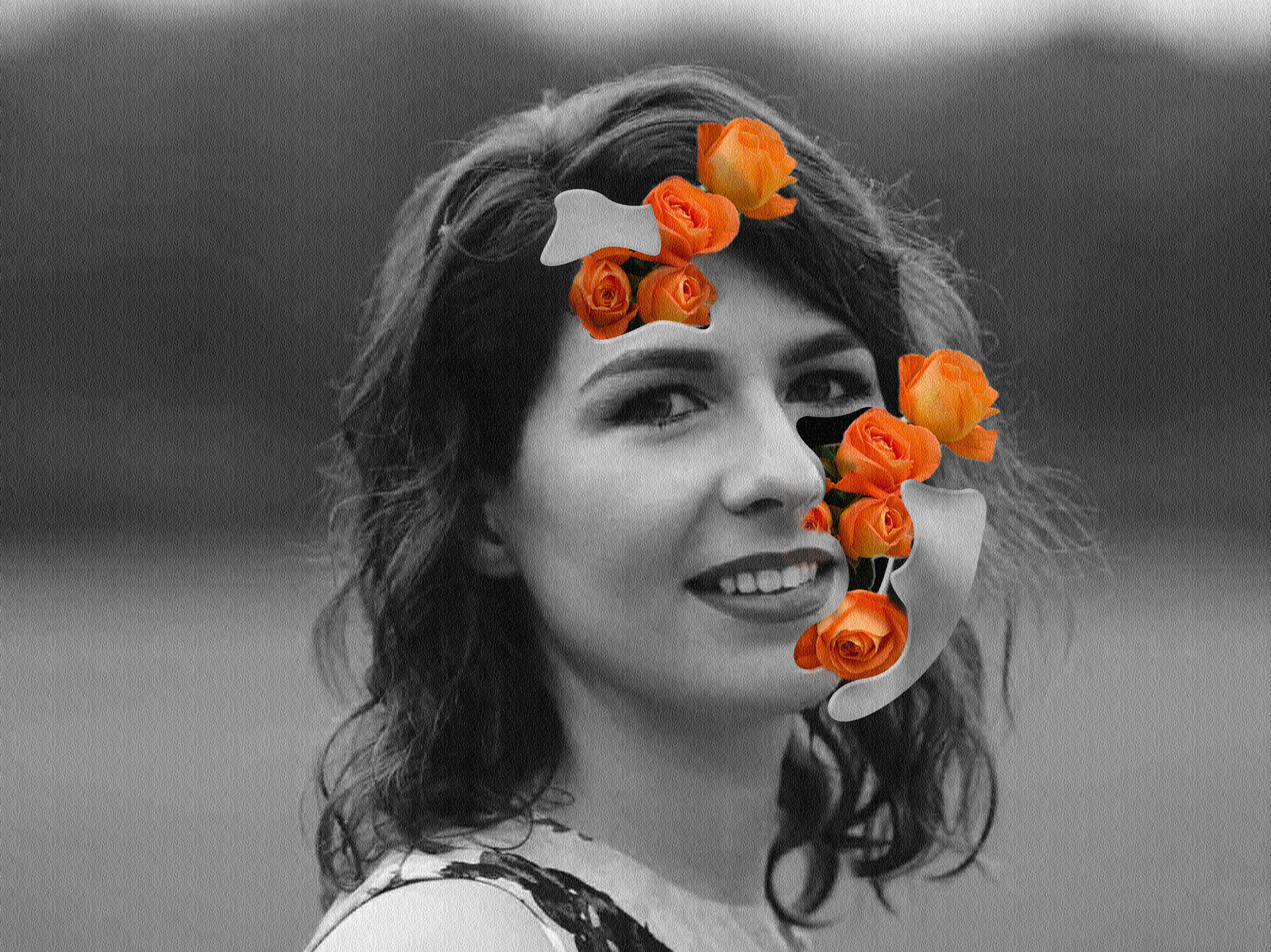 Flower Face Effects With Black And White Background 1 by AnnaRebeca