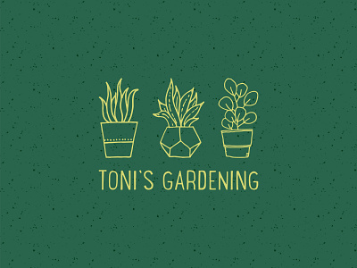 Toni's Gardening | Logo Reversed brand branding colour design gardening graphic design icon illustration logo mark plants texture type typography