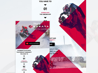 Newsletter Product Warranty for Zapata adventure agency air design digital fly flyboard france french inventor newsletter red sport ui ux warranty water web webdesign zapata