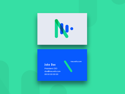 Nauvelis Carte De Visite agence agency bicolor blue business card carte carte de visite design france green iot monogram nauvelis pictogram publicom startup vector