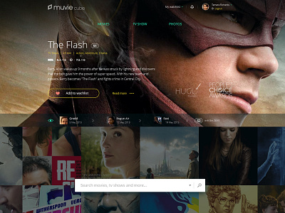 Website for Muvie Cube dark design interface movie muvie show tv web webdesign website