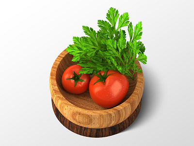 3D Tomato and Parsley 3d color green illustration mockup pack parsley tomato wood