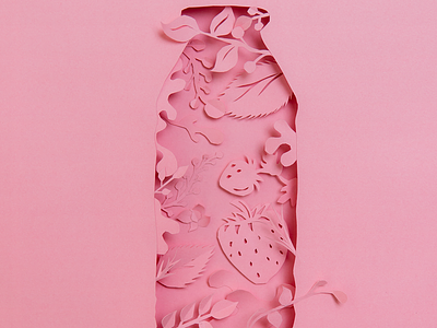 Strawberry advertising art direction drink illustration nature papercut papercutting print