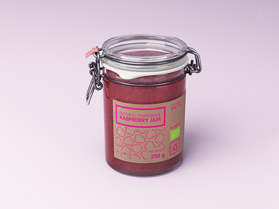 Natural jam - package design - 3D visualization 3d visualization jam labels minimal package design recycled