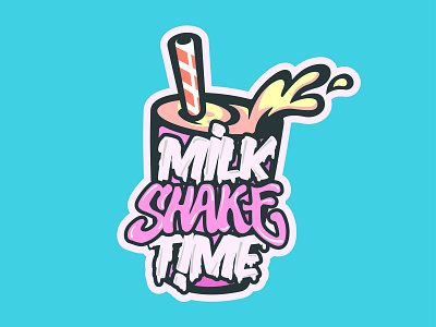 MILK SHAKE TIME brand branding design designer logo illustraion illustrator indentity lettering logo logodsign logotype mascot mascotlogo shake type typography wordmark